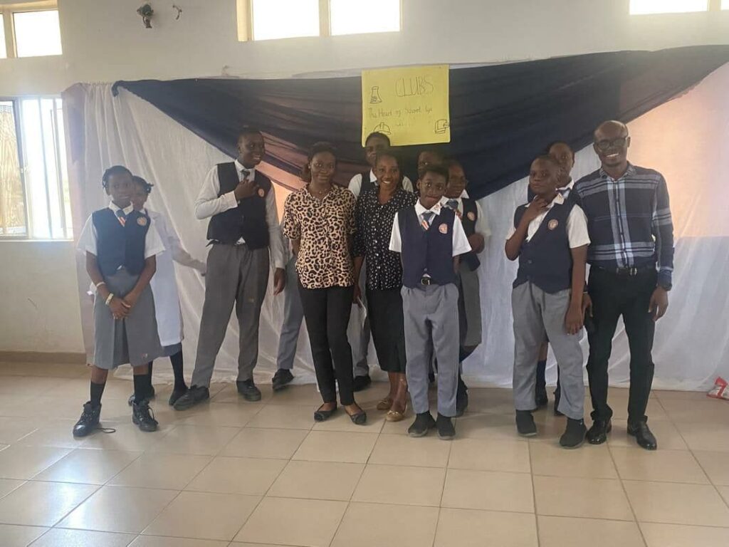 The winning Safety Club team at Davebrook College posing with their coordinators after the Inter-Club Debate competition.